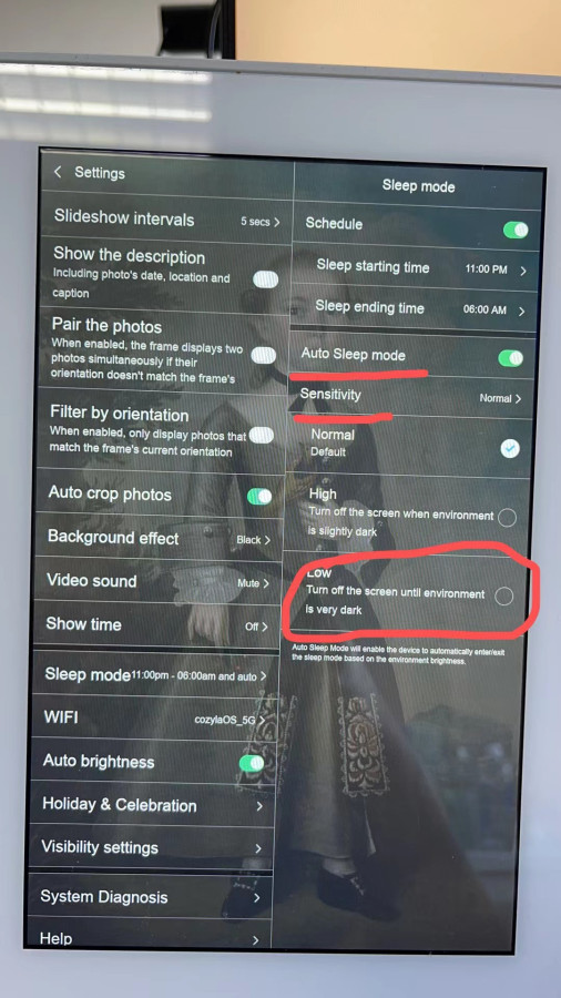 Why does the frame screen turn black randomly? Cozyla